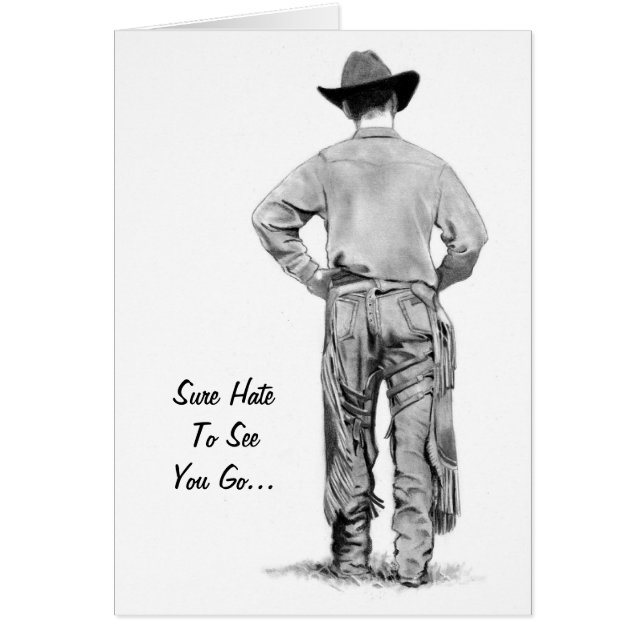 Cowboy Walking: Pencil Realism Art: Leaving (Front)