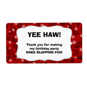 Cowboy Water Bottle Favour- customise it! - red