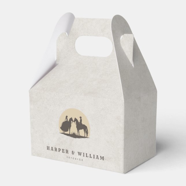 Cowboy wedding horseback favour box (Front Side)
