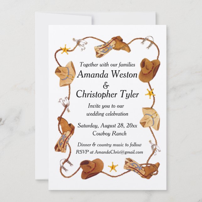 Cowboy wedding invitations (Front)