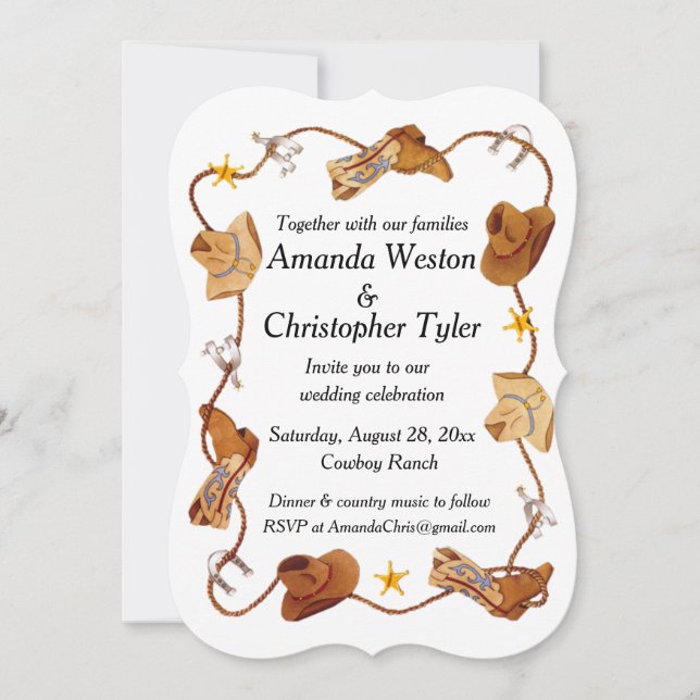 Cowboy wedding invitations (Front)