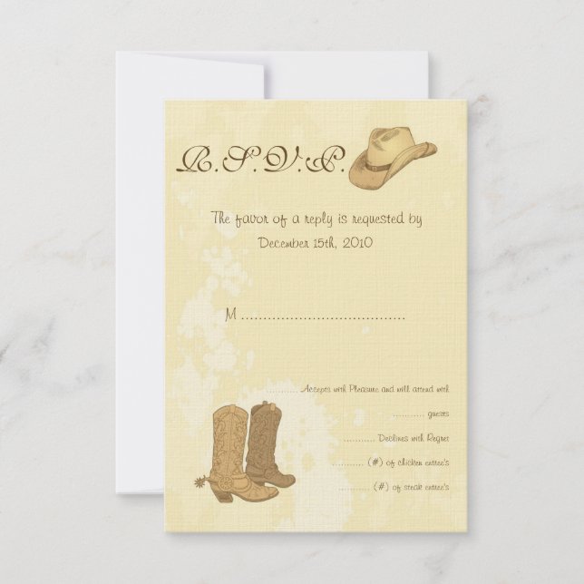 Cowboy Wedding RSVP Card (Front)