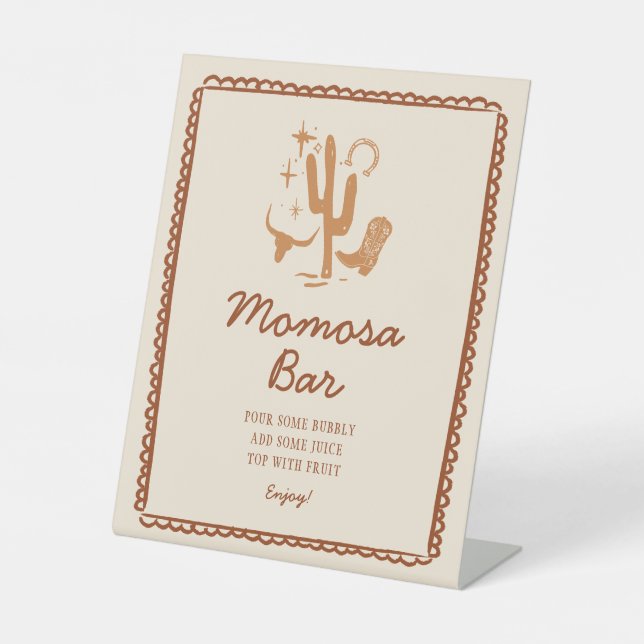 Cowboy Western Baby Shower Momosa Bar Sign (Front)