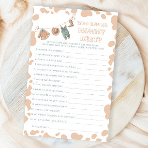 Cowboy Western Baby Shower Who Knows Mummy Best