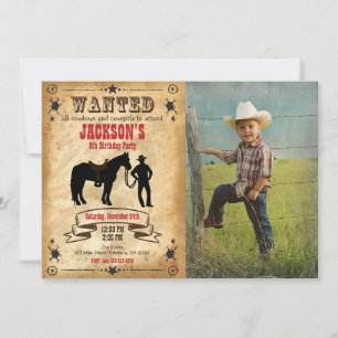 Cowboy Western Birthday Invitation / Wanted Poster