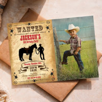 Cowboy Western Birthday Invitation / Wanted Poster