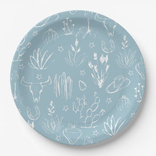 Cowboy Western Blue Paper Plate