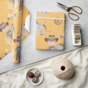 Cowboy Western Boots, Hats & Cacti Rustic Rodeo Wrapping Paper
