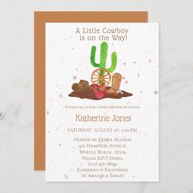 Cowboy Western Boy Baby Shower  Invitation (Front/Back)
