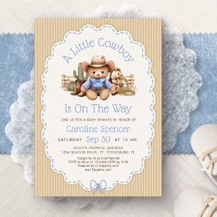 Cowboy Western Boys Blue Baby Shower Invitation