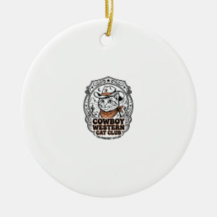 Cowboy Western Cat Pet Lover Shirt Art - Cowboy We Ceramic Tree Decoration