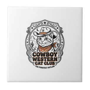 Cowboy Western Cat Pet Lover Shirt Art - Cowboy We Tile