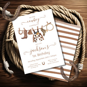 Cowboy Western Chaps Clothesline Birthday Party Invitation
