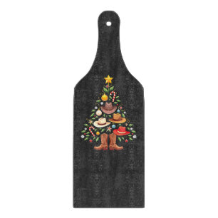 Cowboy Western Christmas Tree Santa Cutting Board
