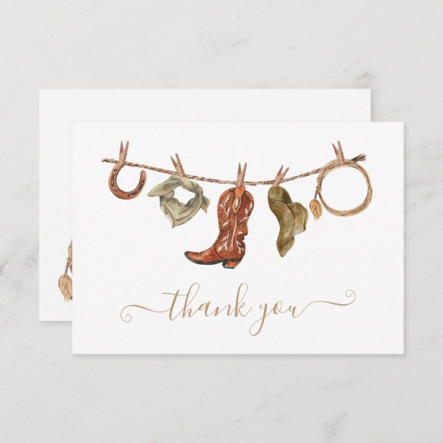 Cowboy Western Clothesline Thank You Note (Front/Back)