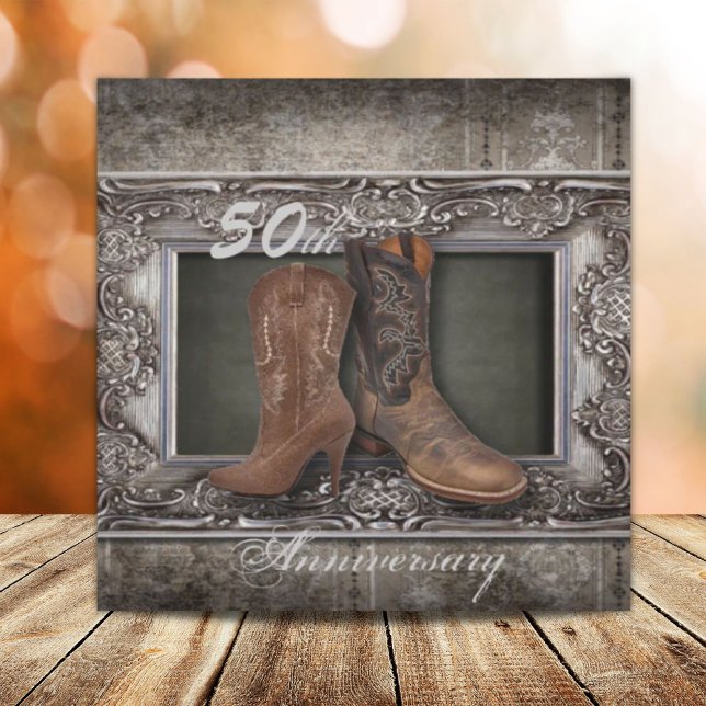 cowboy western country 50th wedding anniversary invitation (cowboy western country 50th wedding anniversary invitation)