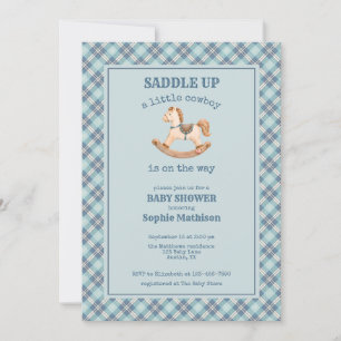 Cowboy Western Country Boy Baby Shower Invitation