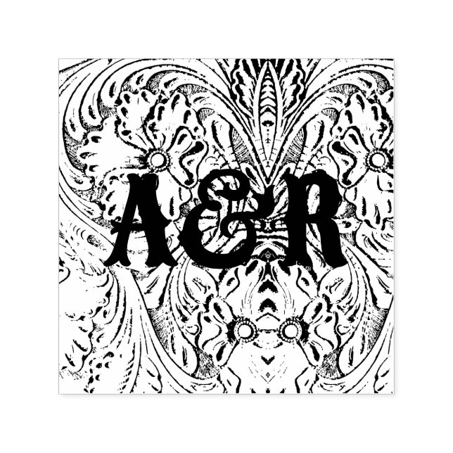 Cowboy western country wedding couple monograms self-inking stamp (Design)