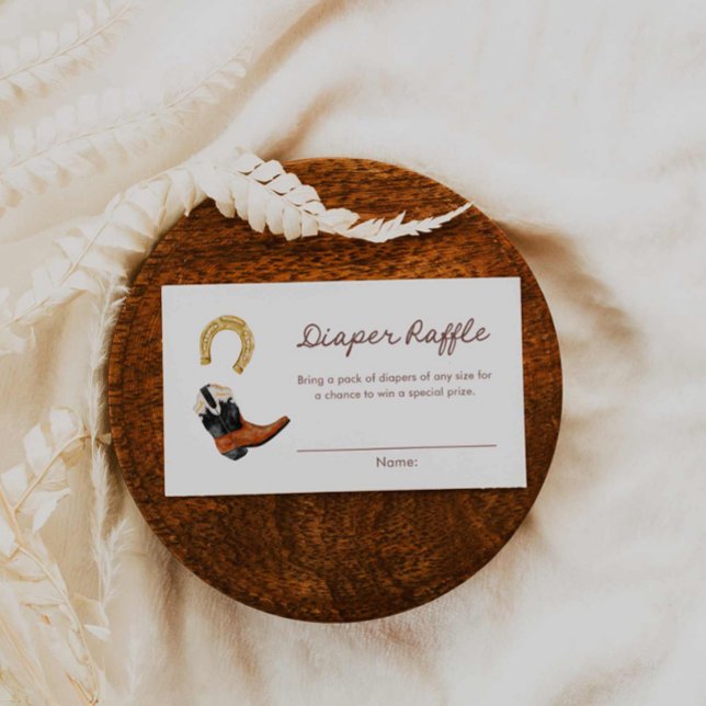 Cowboy Western Diaper Raffle Game Ticket  Enclosure Card (Western Boy Baby Shower Diaper Raffle ticket)