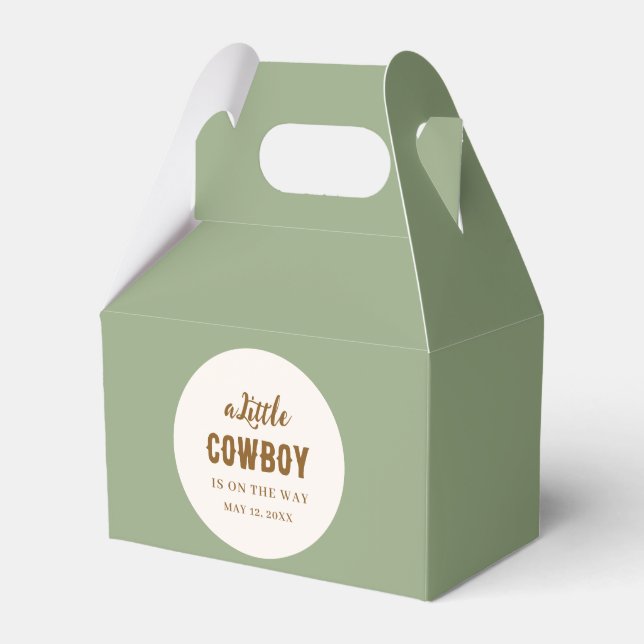 Cowboy Western Favour Box Set of 10 - Sage Green  (Front Side)