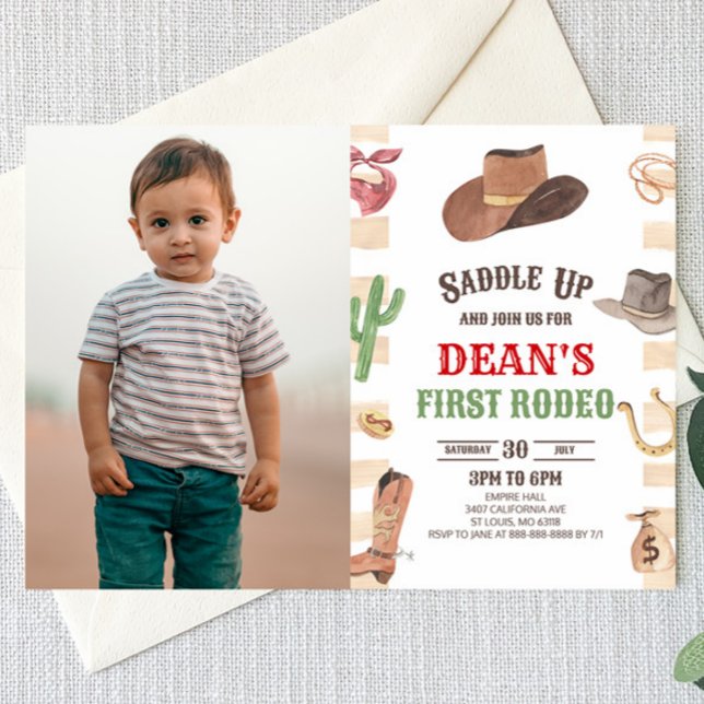Cowboy Western First Rodeo 1st Birthday Party Invitation (Creator Uploaded)