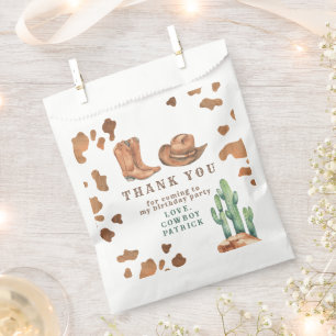 Cowboy Western First Rodeo Birthday Thank You Favour Bags
