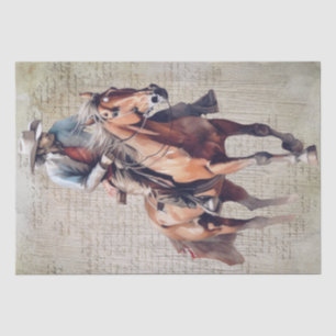 Cowboy Western Floral Watercolor Decoupage Tissue Paper