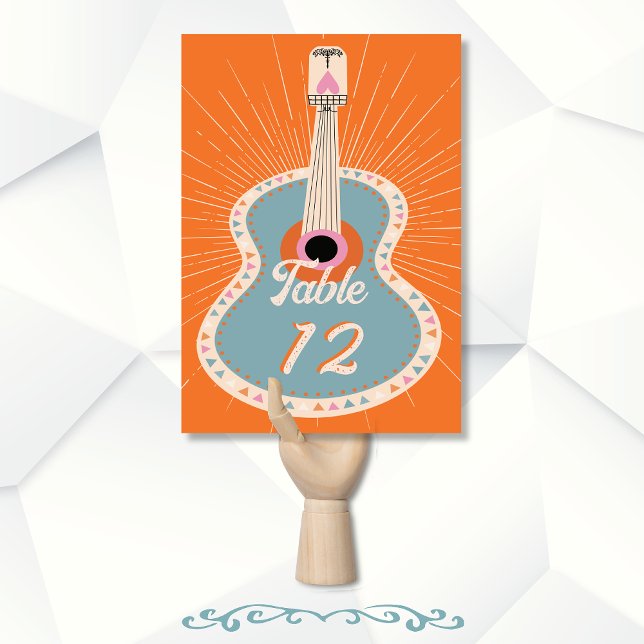 Cowboy Western Guitar bold colour Wedding Table Number (Creator Uploaded)