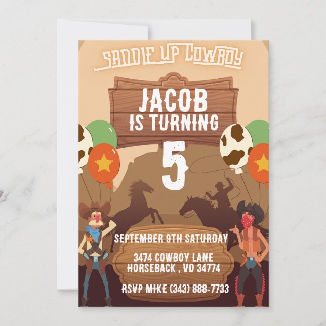 Cowboy Western Horse Birthday Theme Invitaions Invitation (Front)