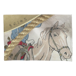 COWBOY western horse personalised rope trim name  Pillowcase