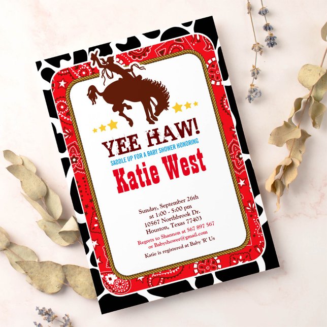 Cowboy Western Old West Baby Shower Invitation (Creator Uploaded)