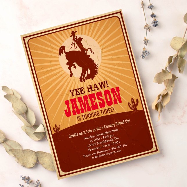 Cowboy Western Old West Birthday Party Invitation (Creator Uploaded)