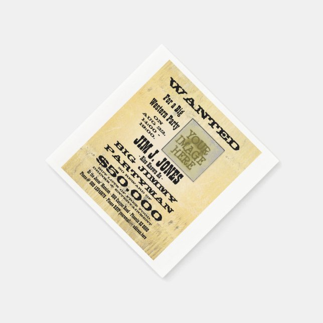 Cowboy Western Party Wanted Poster Napkin (Corner)