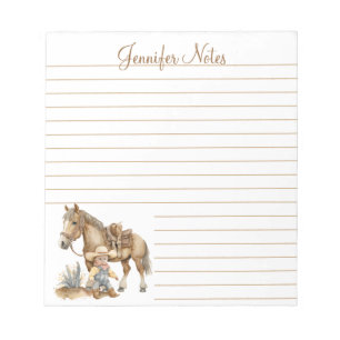 cowboy western personalised lined baby shower notepad