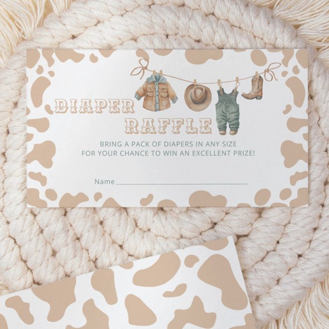 Cowboy Western Plaid Baby Shower Diaper Raffle Enclosure Card (Creator Uploaded)