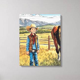 Cowboy Western Rancher Boy's Bedroom Graphic Art  Canvas Print