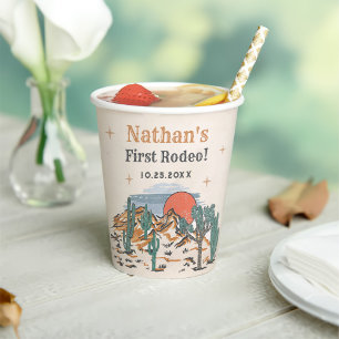 Cowboy Western Rodeo 1st Birthday Paper Cups
