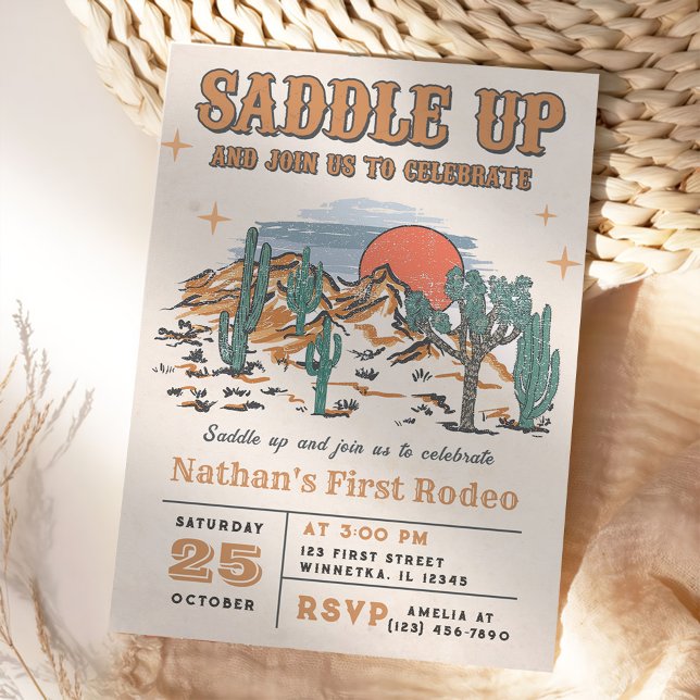 Cowboy Western Rodeo 1st Birthday Party Invitation (Creator Uploaded)