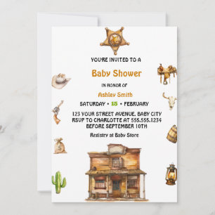 Cowboy Western Rodeo Baby Shower  Invitation