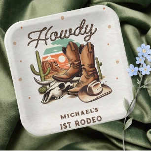 Cowboy Western Rodeo Birthday Kids  Paper Plate