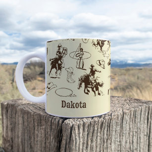 Cowboy Western Rodeo Horses Custom Name Coffee Mug
