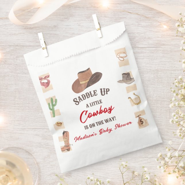 Cowboy Western Rodeo Wild West Baby Shower Favour Bags (Clipped)