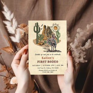Cowboy Western Rodeo Wild West Birthday Party Invitation