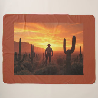 cowboy western scene sherpa blanket