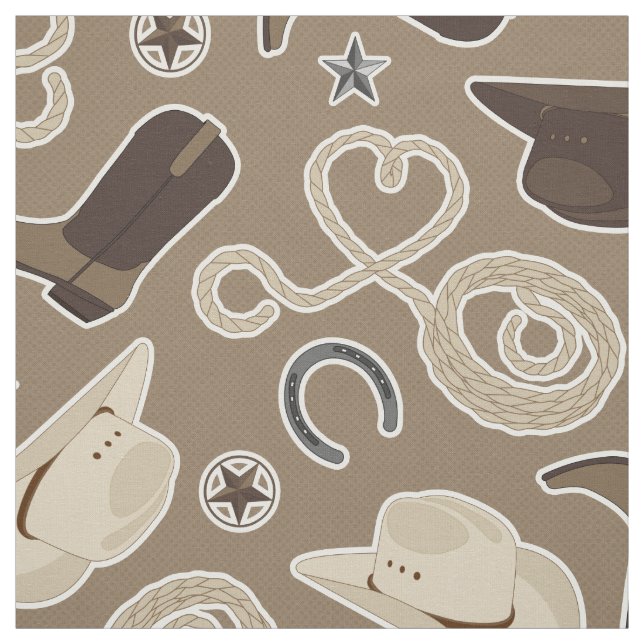 Cowboy Western Theme Fabric (Swatch)