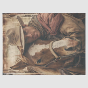 Cowboy Western Watercolor Decoupage Tissue Paper