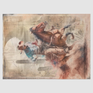 Cowboy Western Watercolor Decoupage Tissue Paper