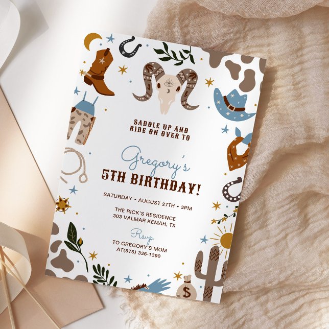 Cowboy Western Wild West Rodeo Birthday Invitation (Creator Uploaded)