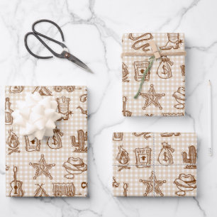 Cowboy Western Wrapping Paper Sheet