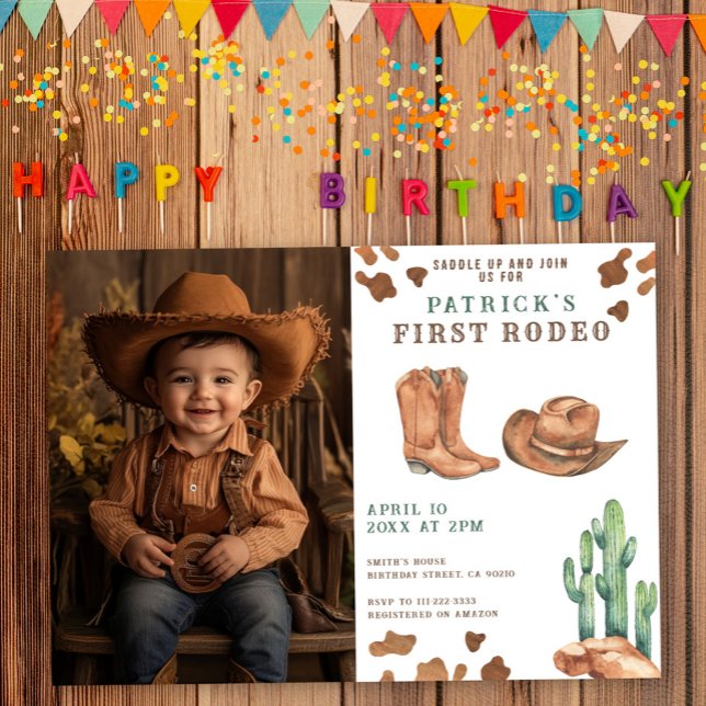 Cowboy Wild West 1st Rodeo Birthday Party  Invitation (Creator Uploaded)